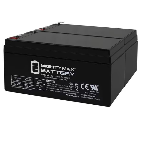 12V 3AH SLA Battery Replacement for RD 5454, 5679 - 2PK, Mighty Max Battery, Mfr#: MAX3865606